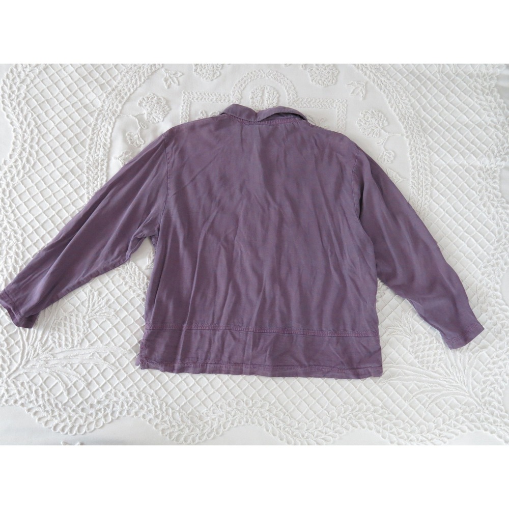 Vintage 90s Amanda Gray Purple Tencel Rayon Button Up Shirt Women 1X Lagenlook - Picture 2 of 7